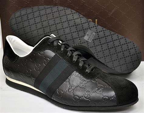 mens gucci black fabric shoes|gucci guccissima men's shoes.